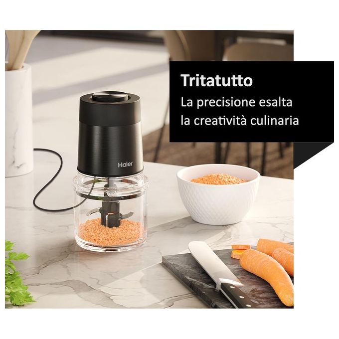 Haier HCH5B1011 I-Master Serie 5 Tritatutto Elettrico 550 W 0.5 L 4 Lame Inox 2 Velocita' colore Nero
