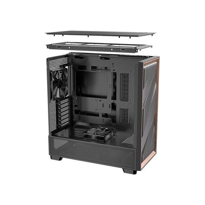 Antec FLUX Case PC Midi Tower Supporto E-ATX Pannello Laterale in Vetro Temperato e Inserti in Legno colore Nero
