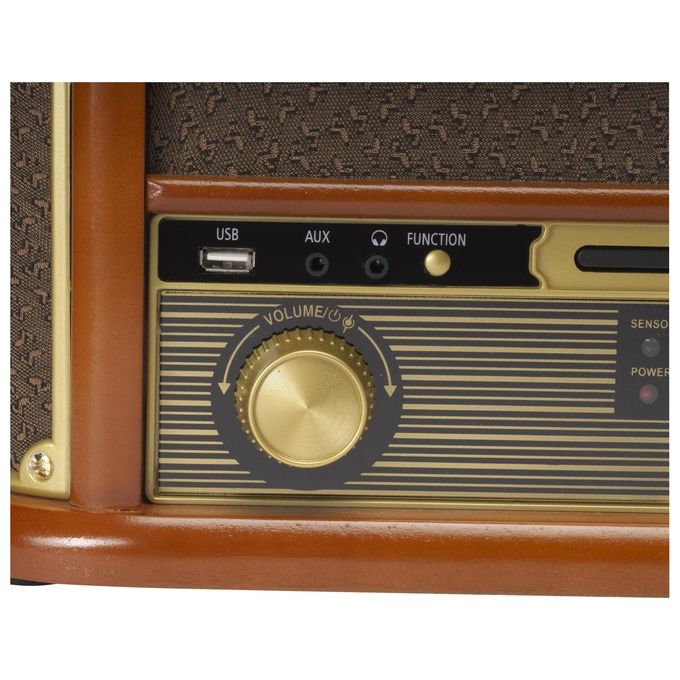 Denver MRD-51 Centro Musicale Retro con Giradischi 3 Velocita' Radio DAB FM Lettore CD e Cassetta USB Integrato colore Marrone