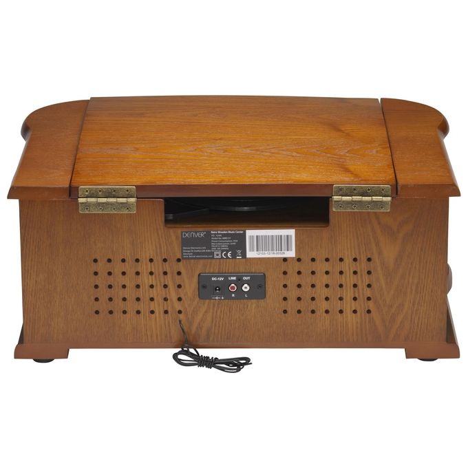 Denver MRD-51 Centro Musicale Retro con Giradischi 3 Velocita' Radio DAB FM Lettore CD e Cassetta USB Integrato colore Marrone
