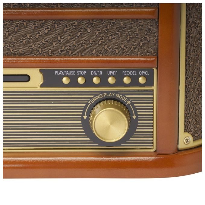 Denver MRD-51 Centro Musicale Retro con Giradischi 3 Velocita' Radio DAB FM Lettore CD e Cassetta USB Integrato colore Marrone