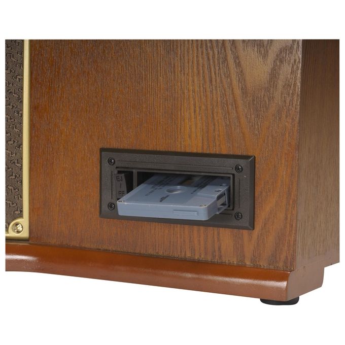 Denver MRD-51 Centro Musicale Retro con Giradischi 3 Velocita' Radio DAB FM Lettore CD e Cassetta USB Integrato colore Marrone