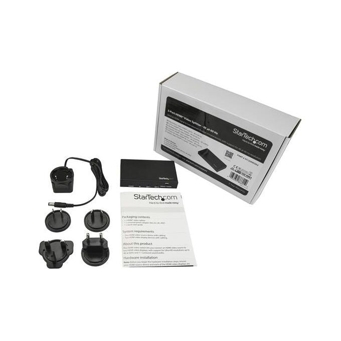 StarTech ST122HD202 Sdoppiatore Splitter HDMI a 2 porte 4K 60Hz HDR HDCP 2.2 colore Nero