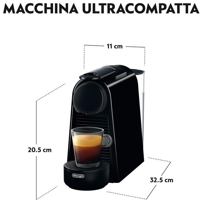 DeLonghi EN85.B Essenza Mini Macchina da Caffe' Sistema Nespresso Potenza 1150 W Capacita' 0,6 Litri Energy Saving Flow Stop Nero