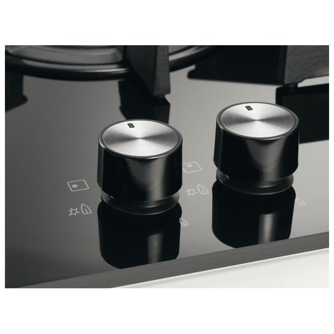 Electrolux EGM6343YAK Piano Cottura a Gas in Vetro Temperato 4 Fuochi Griglie in Ghisa SpeedBurner Bruciatore Tripla Corona 60 cm Nero