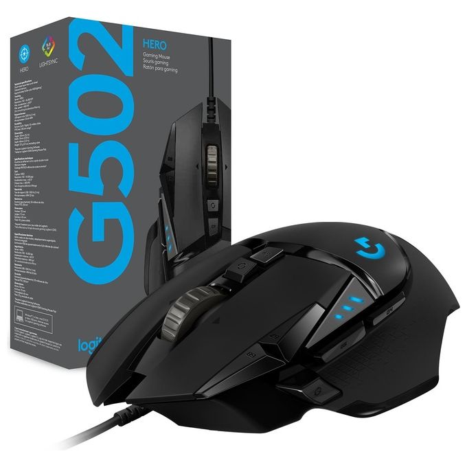 Logitech G502 HERO Mouse Gaming con Cavo Nero