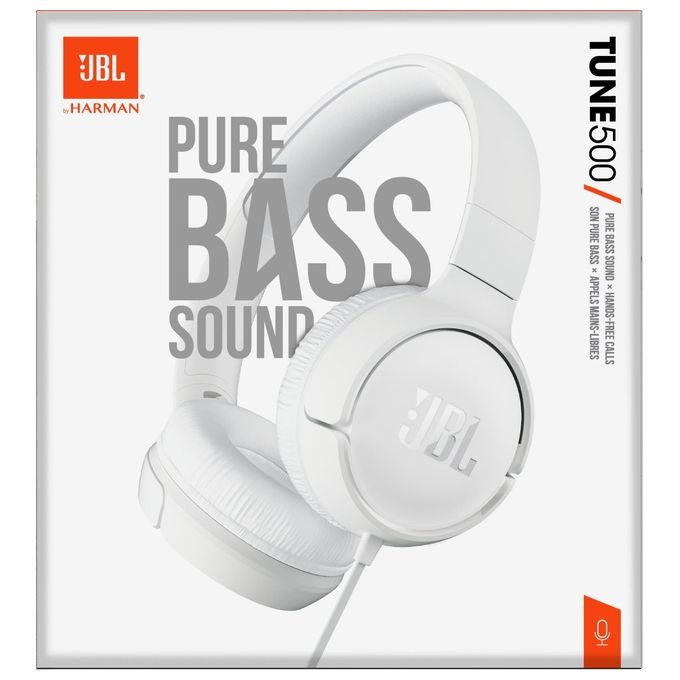 Jbl Tune 500 Cuffia a Padiglione Stereofonico con Microfono Bianco