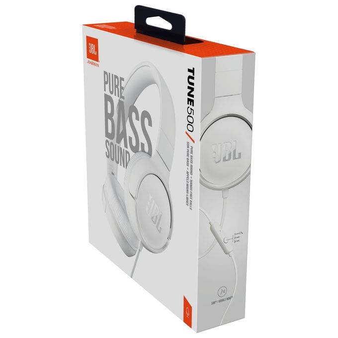 Jbl Tune 500 Cuffia a Padiglione Stereofonico con Microfono Bianco