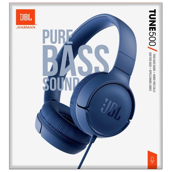 JBL Tune 500 Cuffia a Padiglione Stereofonico con Microfono Blu