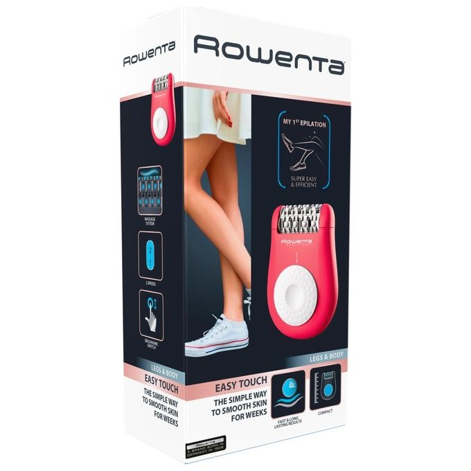 Rowenta EP1110 Easy Touch Epilatore Elettrico 24 Pinzette 2 Velocita' Sistema Massaggio colore Rosa