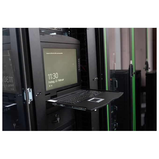 Digitus DS-72211-4IT Console modulare con monitor TFT da 19'' 8 porte Cat 5 KVM tastiera italiana touchpad integrato rack 1U colore Nero