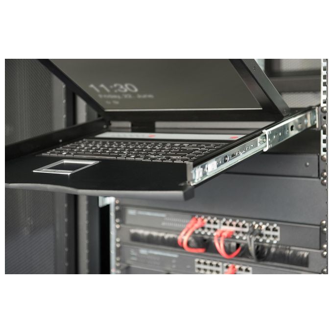 Digitus DS-72211-4IT Console modulare con monitor TFT da 19'' 8 porte Cat 5 KVM tastiera italiana touchpad integrato rack 1U colore Nero