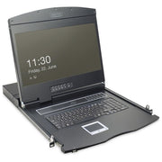 Digitus DS-72211-4IT Console modulare con monitor TFT da 19'' 8 porte Cat 5 KVM tastiera italiana touchpad integrato rack 1U colore Nero
