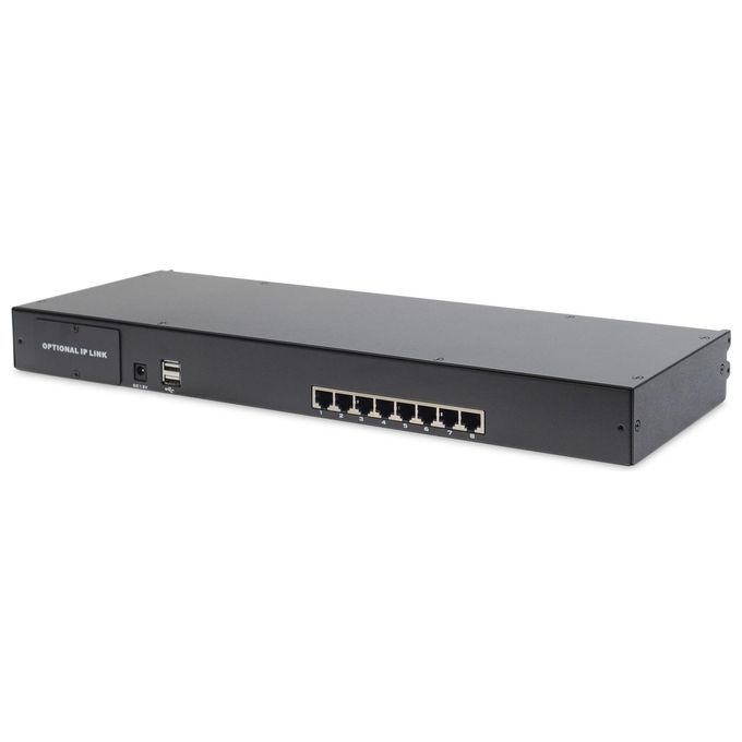 Digitus DS-72211-4IT Console modulare con monitor TFT da 19'' 8 porte Cat 5 KVM tastiera italiana touchpad integrato rack 1U colore Nero