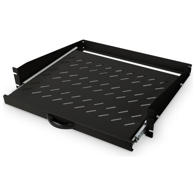 Link ripiano per armadi rack estraibile 2u 367mm per montanti frontali nero