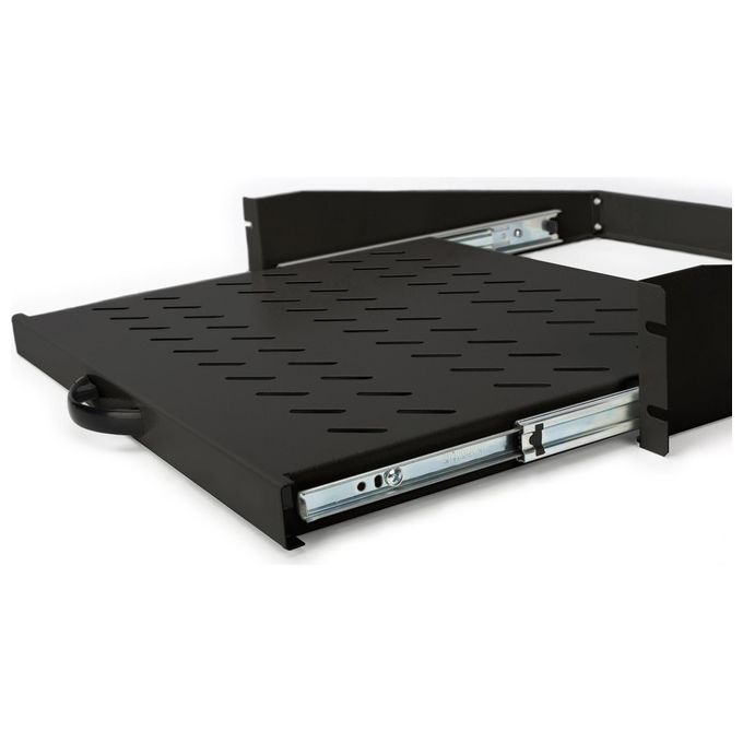 Link ripiano per armadi rack estraibile 2u 367mm per montanti frontali nero