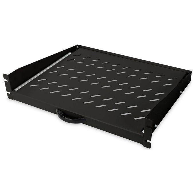 Link ripiano per armadi rack estraibile 2u 367mm per montanti frontali nero