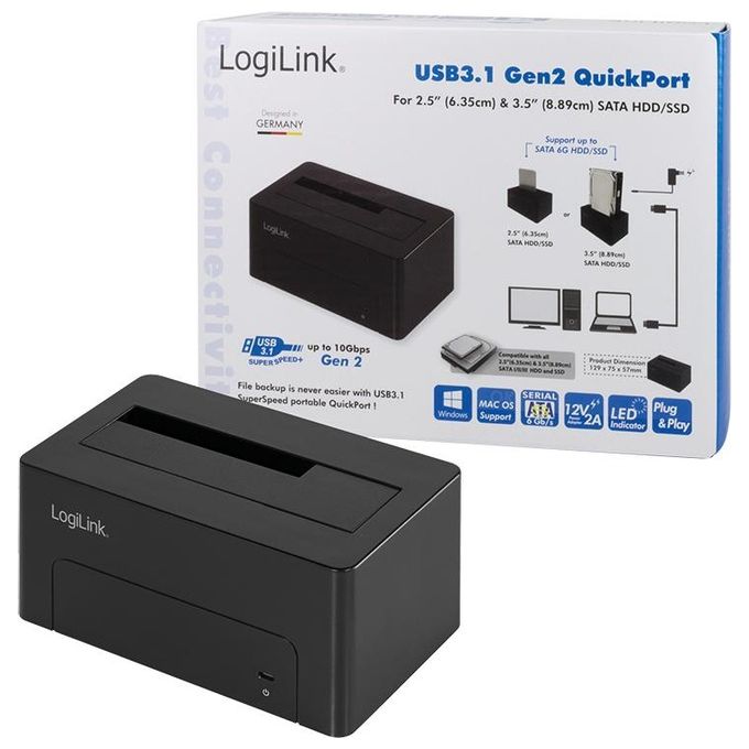 LogiLink Docking Station Usb 3.1 gen 2 per Hdd-Ssd 2,5'' e 3,5'' Sata