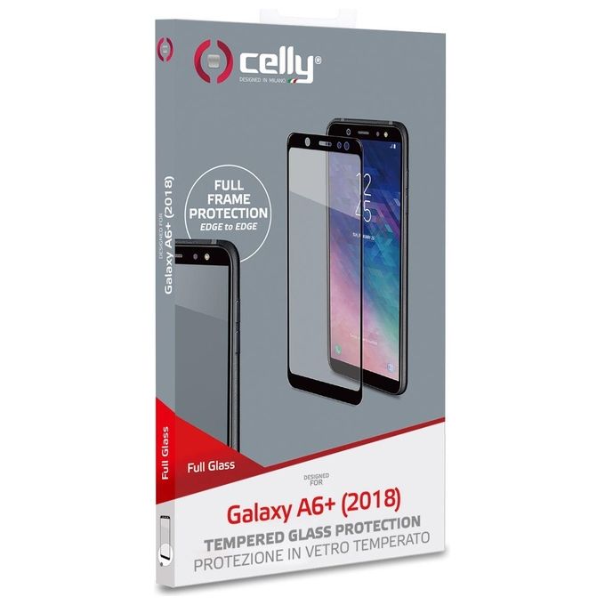 Celly Full Glass per Samsung Galaxy A6 Plus Nero