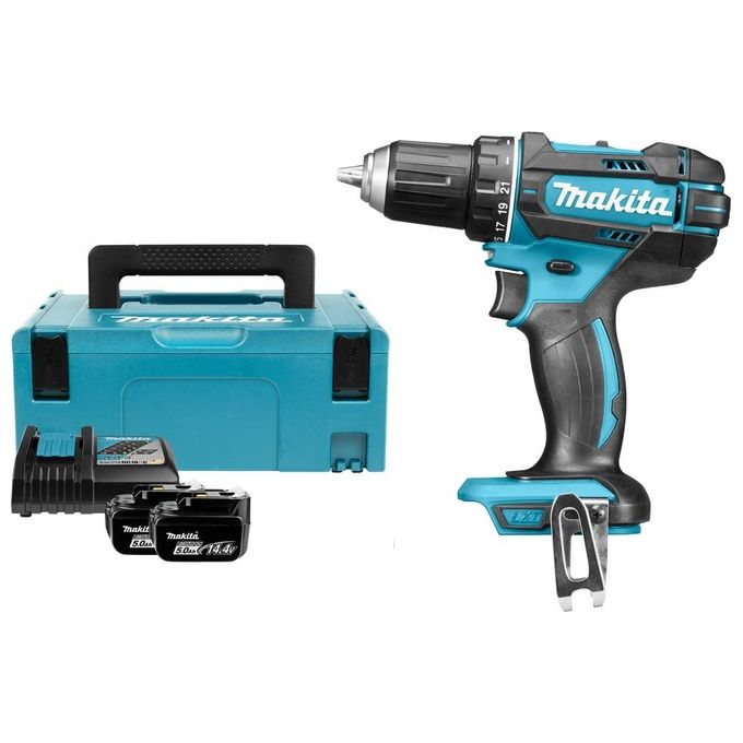 Makita DDF482RTJ 18V 2x BL1850B Trapano Avvitatore a Batteria 18V-2x5A 2 Velocita' Led 18V Blu