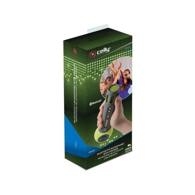 Celly Festival Microfono Bluetooth con Speaker Integrato Verde