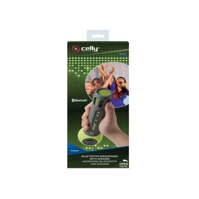 Celly Festival Microfono Bluetooth con Speaker Integrato Verde