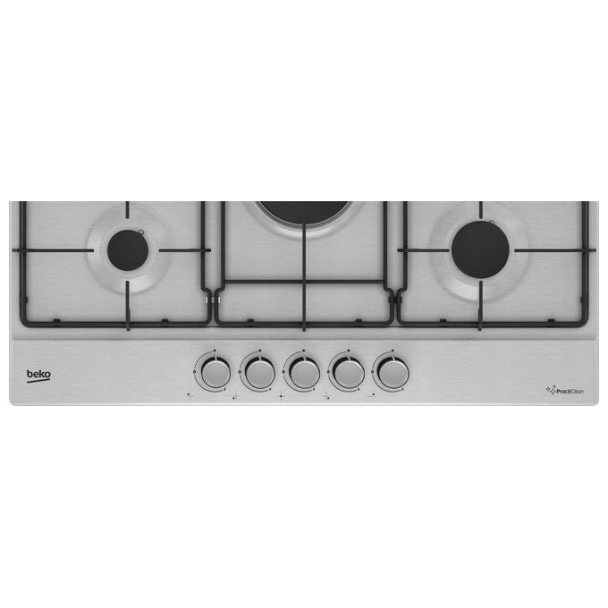 Beko HIAW75224SXE Piano cottura a gas 75 cm 5 fuochi 1 Wok High Efficiency PractiClean colore Inox