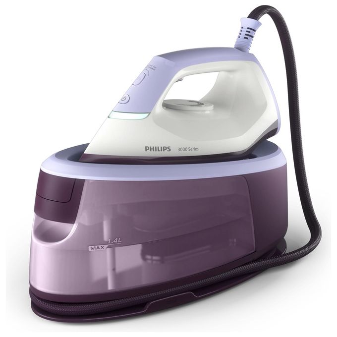 Philips PSG3000-30 Serie 3000 Ferro da Stiro con Caldaia 2400W 350 g-min 6 bar Serbatoio 1,4 L Piastra Ceramica colore Viola Bianco
