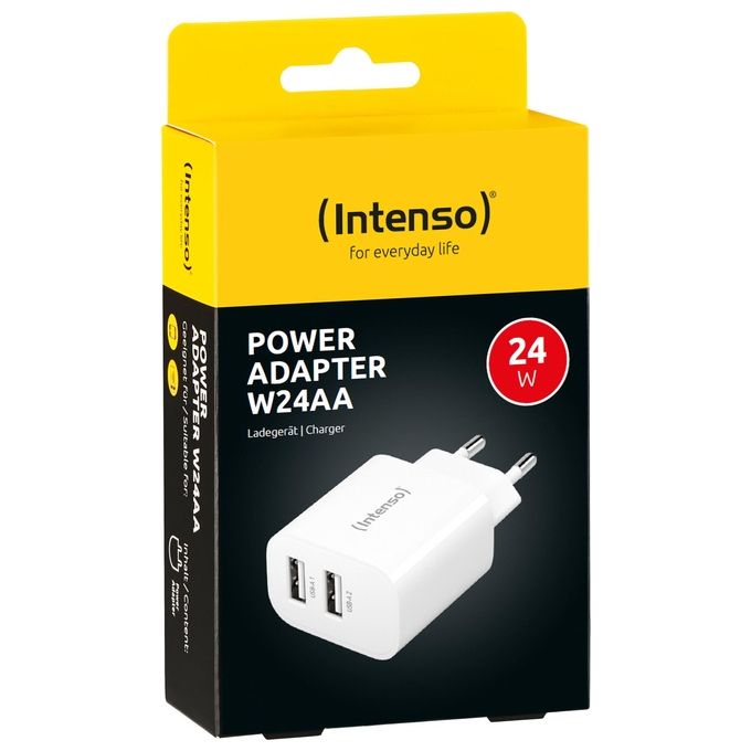 Intenso Power Adapter W24AA Caricatore con 2 Porte USB-A 24 Watt Bianco