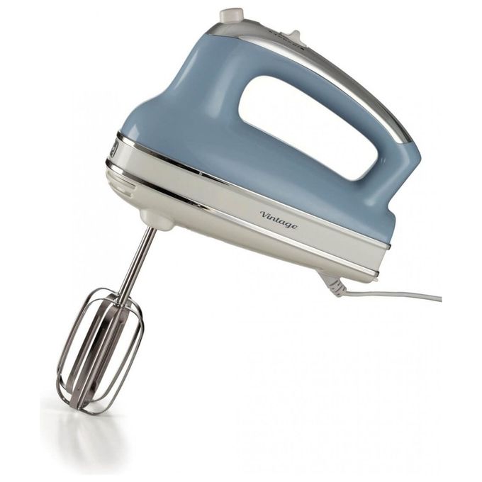 Ariete AR4805 Vintage Sbattitore Elettrico 450W 5 Velocita' Turbo 2 Fruste Acciaio Inox colore Celeste