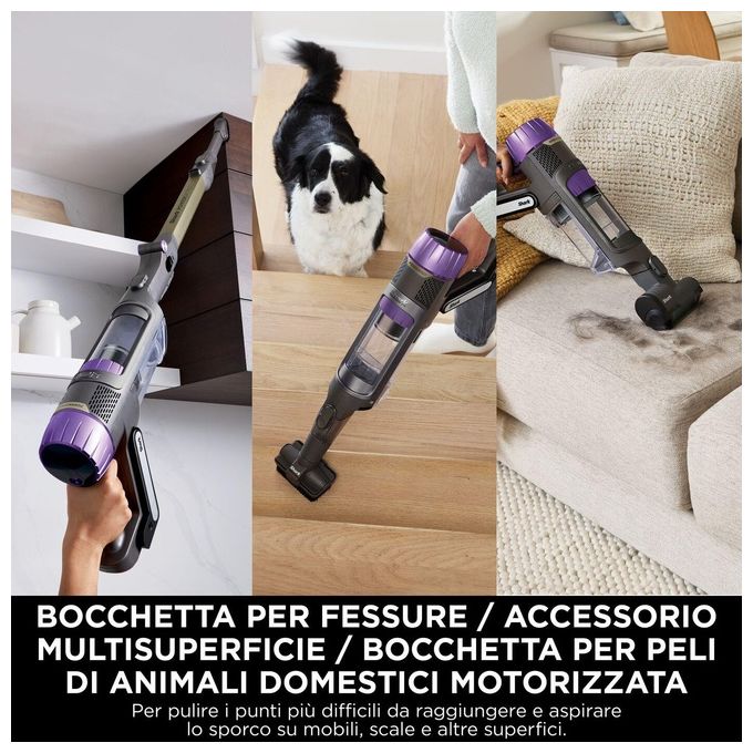 Shark IP3251EUT PowerDetect Aspirapolvere a Bastone 2 in 1 Senza Filo Autosvuotamento 0,7 L 70 min 380 W 86 dB colore Oro Grigio Viola