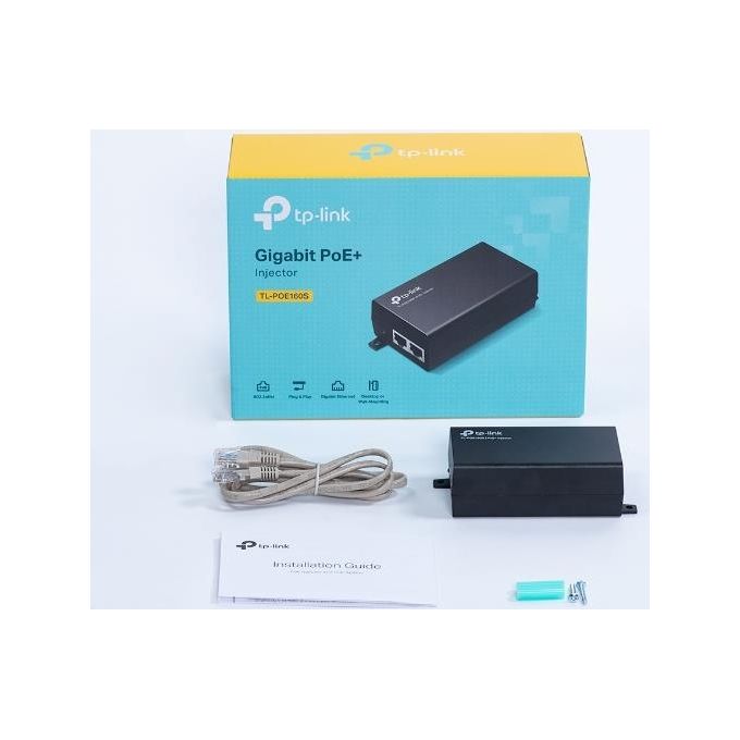 TP-Link TL-POE160S Adattatore Iniettore PoE+ Gigabit Ethernet 30W IEEE 802.3af-at Plug and Play colore Nero