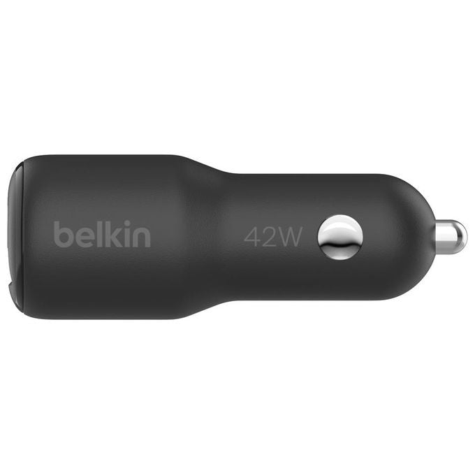 Belkin CCB005 BoostCharge Doppio Caricabatteria da Auto 42 W con USB-C 30 W PPS e USB-A 12 W colore Nero