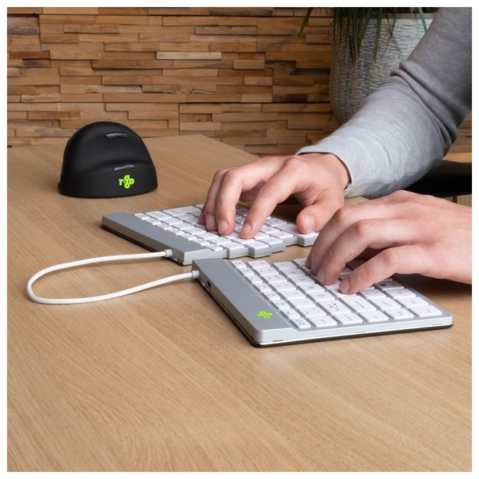 R-Go Tools RGOSBITWLWH Tastiera ergonomica split Bluetooth QWERTY italiano 60 tasti meccanismo a forbice software pausa integrato colore Bianco