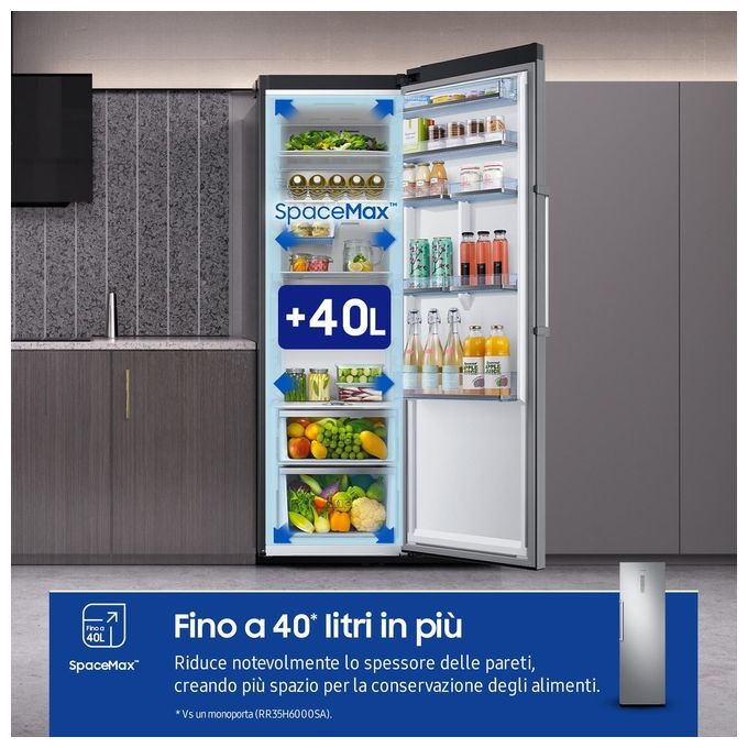 Samsung RR39C7BC5S9 Twin AI Frigorifero Monoporta 387 L 186 cm Classe E 39 dB Total No Frost Wi-Fi colore Inox
