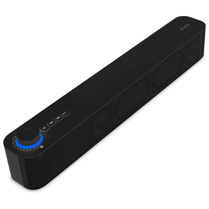 Atlantis P003-C0820-B Mini Soundbar Bluetooth 5.3 20W Jack 3.5mm Batteria 2400 mAh Radio FM USB MicroSD colore Nero