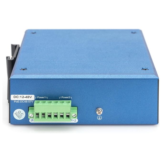 Digitus DN-651157 Switch industriale 8+2 porte L2 gestito Gigabit Ethernet PoE con alimentazione ridondante IP40 montaggio su guida DIN colore Nero