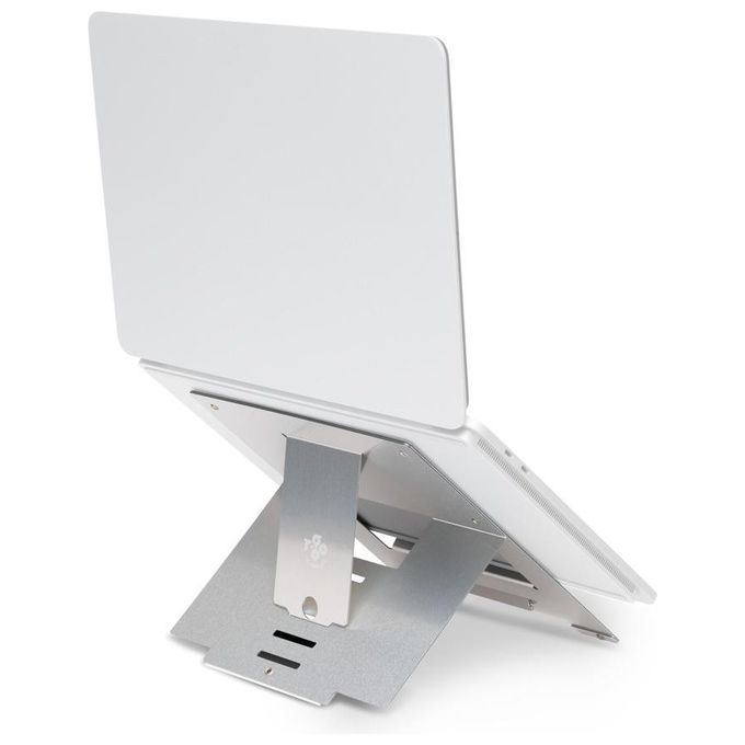 R Go Tools RGORISTSI R-Go Riser Supporto Portatile Regolabile in 5 Posizioni per Laptop e Tablet da 10 a 22 Pollici Angolo 30-57° Portata 5 Kg Materiale in Alluminio Hylite Pieghevole Ultrasottile colore Argento
