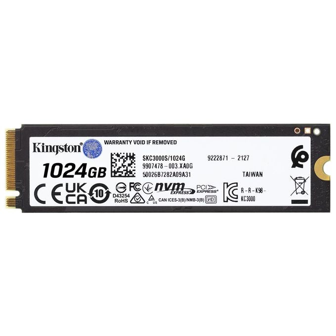 Kingston SKC3000S-1024G KC3000 SSD Interno M.2 1024GB PCIe 4.0 NVMe 3D TLC 7000-6000 MB-s