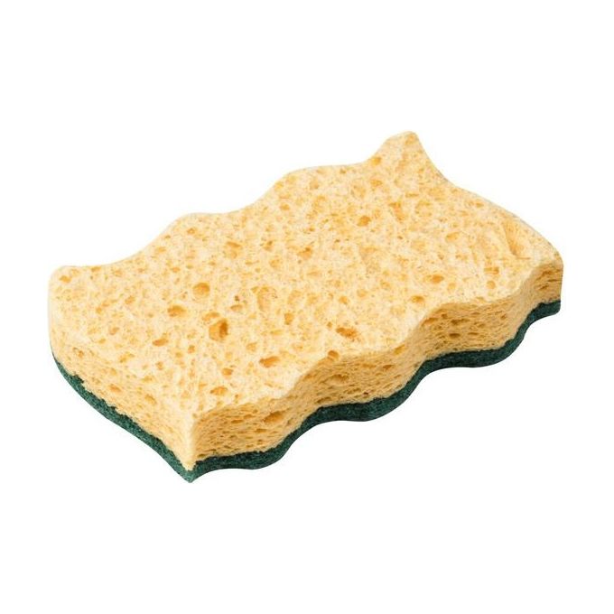Vileda Spugnetta da Cucina Mediamente Abrasiva Cellulosa Super-assorbente Trattamento Antibatterico sul lato in Fibra Verde Forma Ergonomica 2 Pezzi