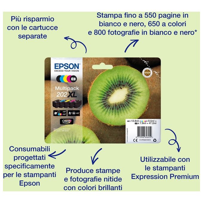Epson Cartuccia Ink-jet 202 kiwi nero foto 4,1ml per Xp-6000-5