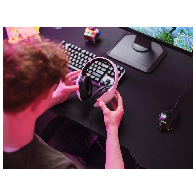 Trust Gaming GXT 415W Zirox Cuffie Gaming Leggere con Driver da 50 mm per PC, Xbox, PS4, PS5, Switch, Mobile, Jack Audio 3.5 mm, Cavo 2m, Cuffie con Microfono Over-Ear - Bianco