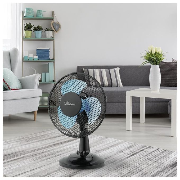 Ardes Ventilatore da Tavolo Silenzioso 3 Pale New Easy 23 AR5EA23B per Climatizzazione Efficiente in Ambienti Interni