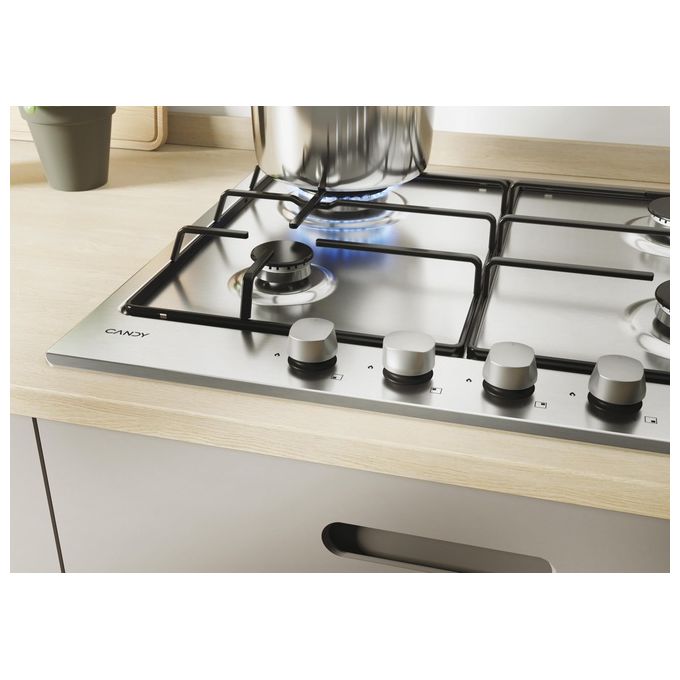 Candy CEL6PBRX Serie Timeless Piano Cottura a Gas 4 Zone 60 cm Inox