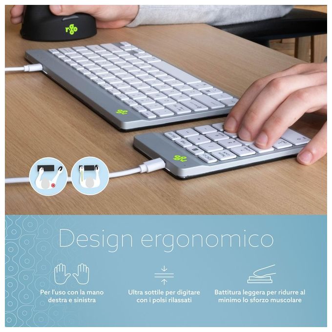 R-Go Tools RGOCONMWDWH Tastierino Numerico Numpad Break con Indicatore di Pausa USB Filaire colore Bianco