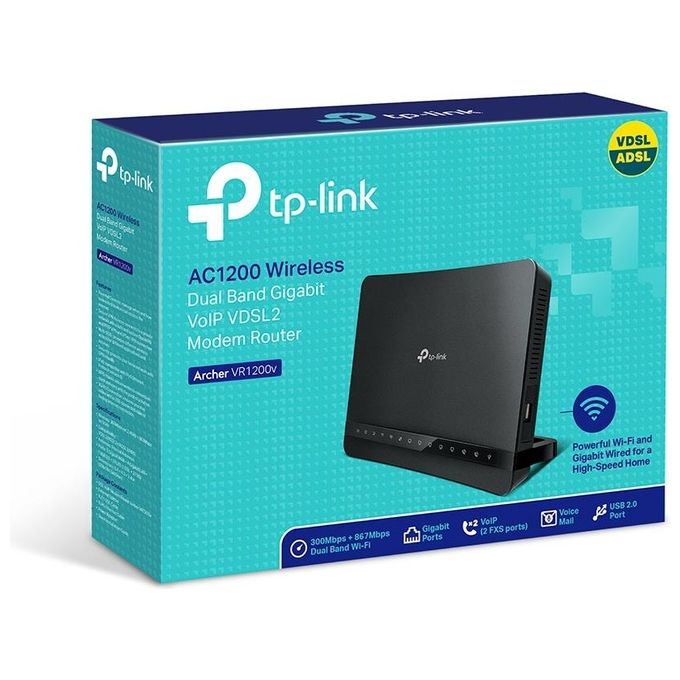 Tp-link Wireless Router Ac1200  voip Tp-link Archer Vr1200v Dualband 867m-5ghz300m-2.4ghz 5p giga -comp.dsl-ewan e Fibra