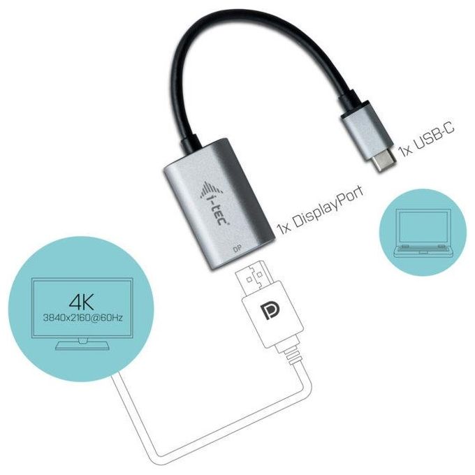 I-tec C31METALDP60HZ Metal Usb-C Display Port Adapter 4K-60hz