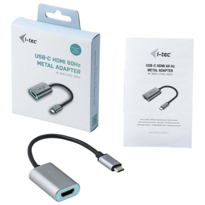 I-tec Metal C31METALHDMI60HZ Cavo di Interfaccia e Adattatore Usb-C 3.1 Hdmi Grigio-Turchese