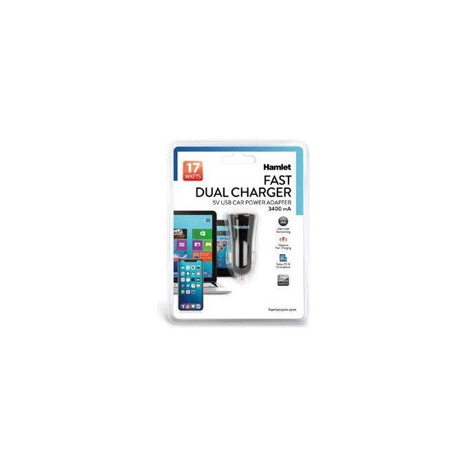 Hamlet Adattatore alimentazione per Auto 17W 3400mA Fast Charge Usb