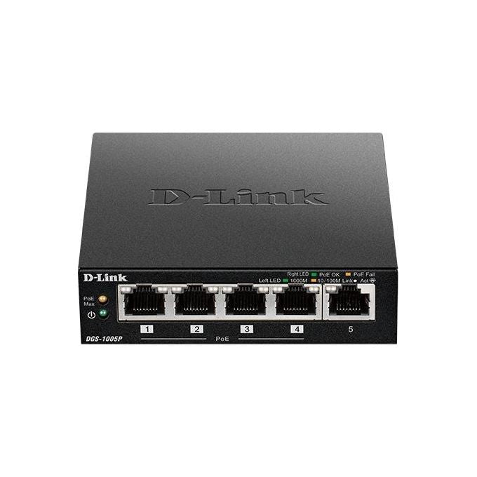 D-Link DGS-1005P Router Switch 5 Porte 10-100-1000Gb Senza Alimentazione Aggiuntiva